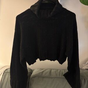 Black Turtleneck Sweater with Long Sleeves